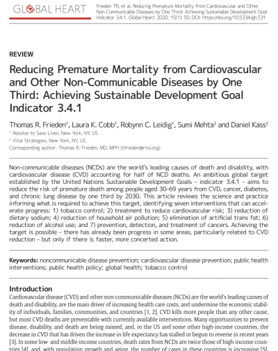 Global Hearts - reducing premature mortality by 1/3